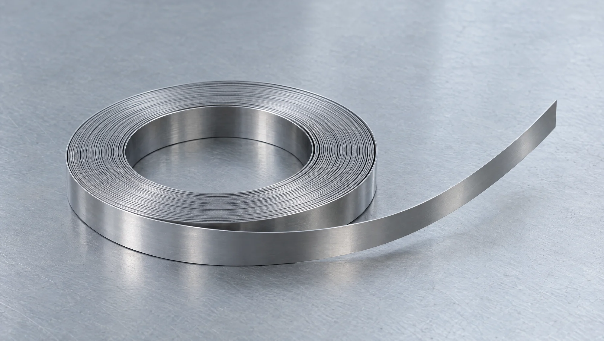 Ring aus blankem Edelstahlband mit losem Ende
